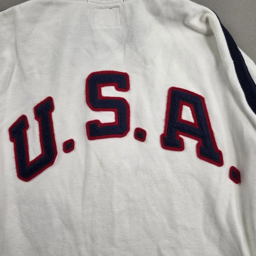 VTG Y2K Polo Ralph Lauren Jacket Sz L White Embroidered Team USA Olympic